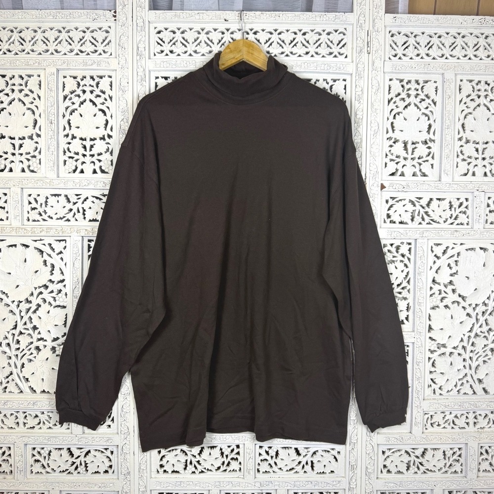 Vintage Aeropostale Mens Large Long‎ Sleeve Cotton Brown Turtleneck Oversized